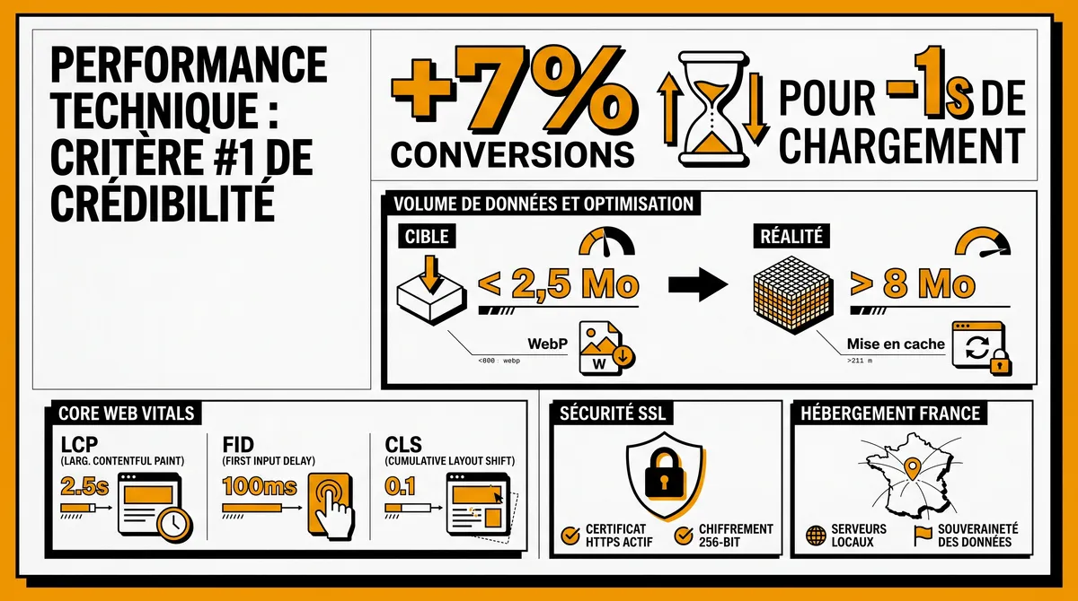 Infographie : la performance technique, premier critère de crédibilité d'un site web
