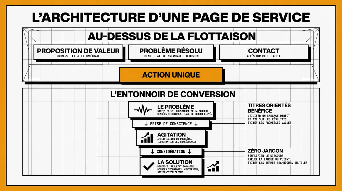 Infographie : l'architecture d'une page de service qui convertit
