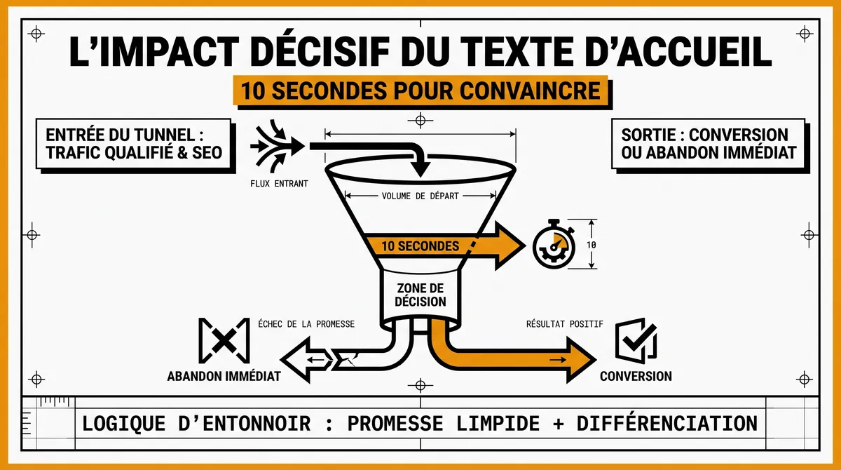 Infographie : l'impact décisif du texte d'accueil — convaincre en 10 secondes