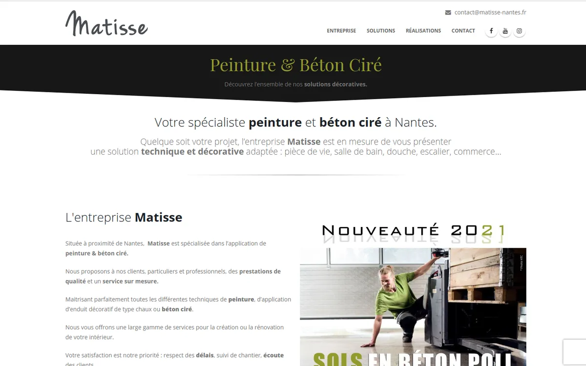 Matisse : le site avant la refonte